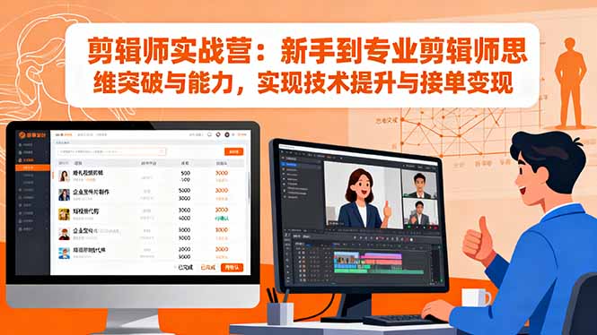 剪辑师实战营：新手到专业剪辑师思维突破与能力，实现技术提升与接单变现-盛科网创