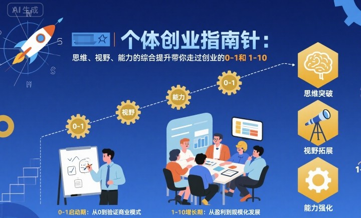 个体创业指南针，思维、视野、能力的综合提升带你走过创业的0-1和1-10【音频】-盛科网创