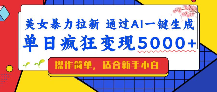 （14347期）美女暴力拉新，通过AI一键生成，单日疯狂变现5000+，纯小白一学就会！-盛科网创