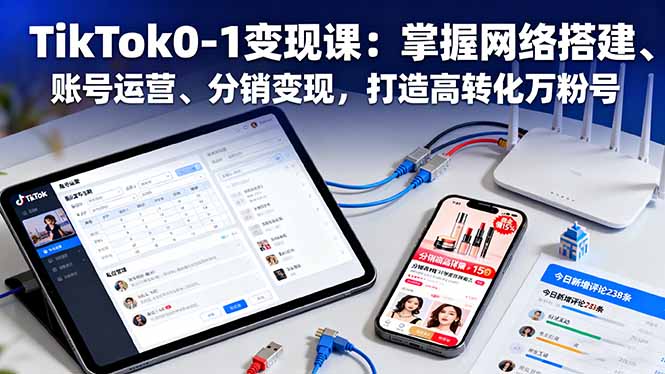 TikTok0-1变现课：掌握网络搭建、账号运营、分销变现，打造高转化万粉号-盛科网创