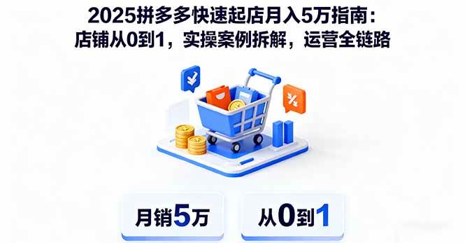 （16199期）2025拼多多快速起店月入5万指南：店铺从0到1，实操案例拆解，运营全链路-盛科网创