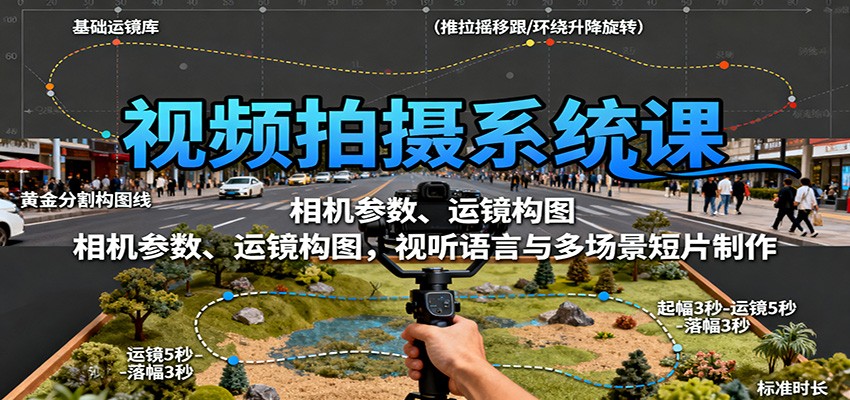 视频拍摄系统课：相机参数、运镜构图，视听语言与多场景短片制作-盛科网创