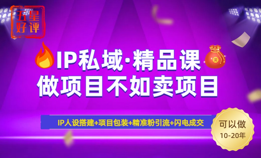 （14406期）2025年“IP私域·密训精品课”，日赚3000+小白避坑年赚百万，暴力引流…-盛科网创