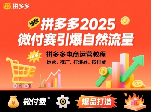 拼多多2025微付费引爆自然流量，拼多多电商运营教程，运营、推广、打爆品、微付费(更新)-盛科网创