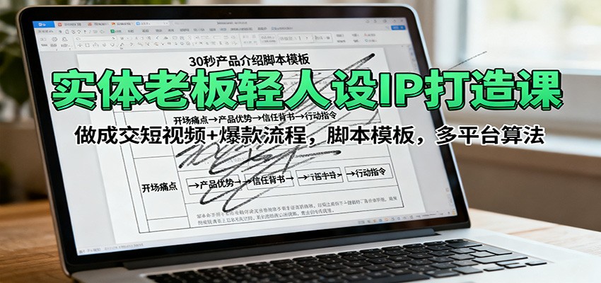 实体老板轻人设IP打造课：做成交短视频+爆款流程，脚本模板，多平台算法-盛科网创