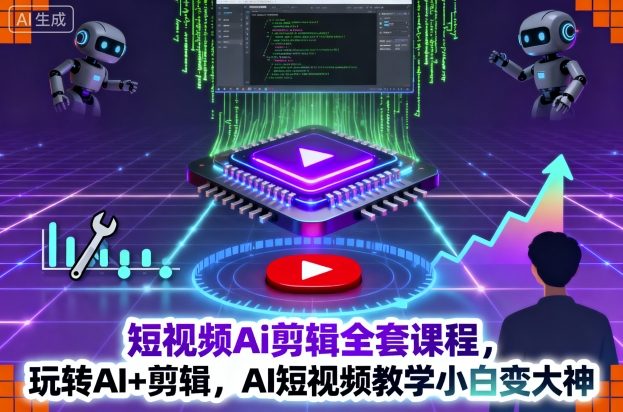 短视频Ai剪辑全套课程，玩转AI+剪辑，AI短视频教学小白变大神-盛科网创