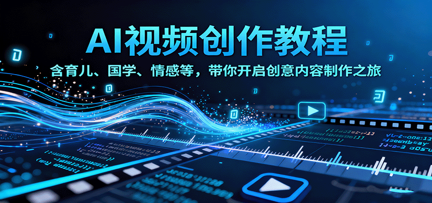 AI视频创富课，含育儿、国学、情感等，带你开启创意内容制作之旅-盛科网创