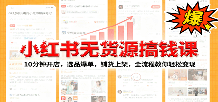 小红书无货源爆单课：10分钟开店，选品爆单，铺货上架，全流程教你轻松变现-盛科网创