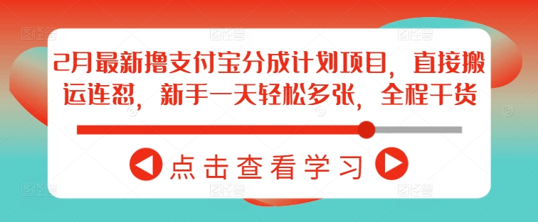 2月最新撸支付宝分成计划项目，直接搬运连怼，新手一天轻松多张，全程干货-盛科网创